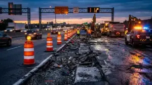 Highway road construction zone defect causing dangerous conditions for commercial vehicles