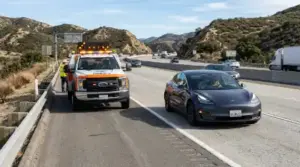 Vehicle stopped on highway shoulder
