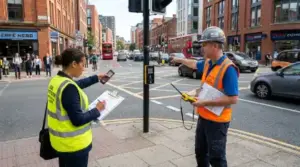 Engineers analyzing traffic