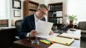 Attorney reviewing accident report