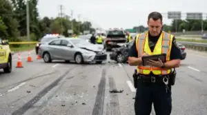 Police officer taking notes
