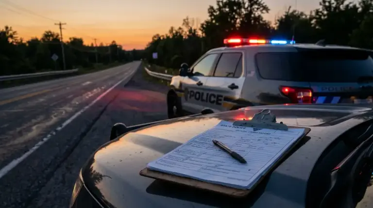 Police vehicle parked on road